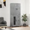 Image de Buffet Haut Gris Béton 69,5x34x180 Cm Bois D'ingénierie Vidaxl
