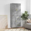 Image de Buffet Haut Gris Béton 69,5x34x180 Cm Bois D'ingénierie Vidaxl