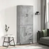 Image de Buffet Haut Gris Béton 69,5x34x180 Cm Bois D'ingénierie Vidaxl