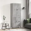 Image de Buffet Haut Sonoma Gris 69,5x34x180 Cm Bois D'ingénierie Vidaxl