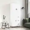 Image de Buffet Haut Blanc 69,5x34x180 Cm Bois D'ingénierie Vidaxl