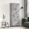 Image de Buffet Haut Gris Béton 69,5x34x180 Cm Bois D'ingénierie Vidaxl
