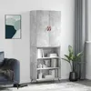 Image de Buffet Haut Gris Béton 69,5x34x180 Cm Bois D'ingénierie Vidaxl