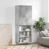 Image de Buffet Haut Gris Béton 69,5x34x180 Cm Bois D'ingénierie Vidaxl