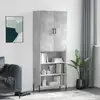 Image de Buffet Haut Gris Béton 69,5x34x180 Cm Bois D'ingénierie Vidaxl