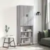 Image de Buffet Haut Sonoma Gris 69,5x34x180 Cm Bois D'ingénierie Vidaxl