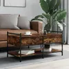Image de Table Basse Chêne Fumé 99x50x50 Cm Bois D'ingénierie Vidaxl