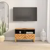 Image de Meuble Tv Marron Et Noir 70x33,5x46 Cm Bois Massif De Manguier Vidaxl