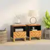 Image de Tables De Chevet 2 Pcs Marron Et Noir Bois De Manguier Solide Vidaxl