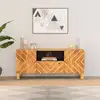 Image de Meuble Tv Marron Et Noir 105x33,5x46 Cm Bois Massif Manguier Vidaxl