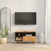 Image de Meuble Tv Marron Et Noir 80x33,5x46 Cm Bois Massif De Manguier Vidaxl