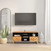 Image de vidaXL Meuble TV marron et noir 100x33 5x46 cm bois massif de manguier 356801
