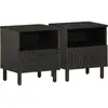 Image de Tables De Chevet 2 Pcs Noir 40x33x46 Cm Bois De Manguier Solide Vidaxl