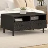 Image de Table Basse Noir 80x54x40 Cm Bois Massif De Manguier Vidaxl