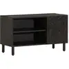 Image de Meuble Tv Noir 80x31x46 Cm Bois Massif De Manguier Vidaxl