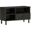 Image de Meuble Tv Noir 80x33x46 Cm Bois Massif De Manguier Vidaxl