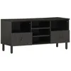 Image de Meuble Tv Noir 100x33x46 Cm Bois Massif De Manguier Vidaxl