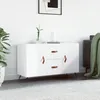 Image de Buffet Blanc Brillant 100x36x60 Cm Bois D'ingénierie Vidaxl