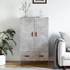 Image de Buffet Haut Gris Béton 69,5x31x115 Cm Bois D'ingénierie Vidaxl