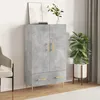 Image de Buffet Haut Gris Béton 69,5x31x115 Cm Bois D'ingénierie Vidaxl