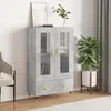 Image de Buffet Haut Gris Béton 69,5x31x115 Cm Bois D'ingénierie Vidaxl