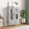 Image de Buffet Haut Gris Béton 69,5x31x115 Cm Bois D'ingénierie Vidaxl