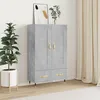 Image de Buffet Haut Gris Béton 69,5x31x115 Cm Bois D'ingénierie Vidaxl