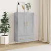 Image de Buffet Haut Gris Béton 69,5x31x115 Cm Bois D'ingénierie Vidaxl