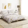 Image de vidaXL Ensemble de housse de couette blanc et marron 200x200 cm Coton 136414