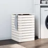Image de Panier À Linge Blanc 44x44x66 Cm Bois Massif De Pin Vidaxl