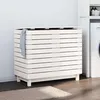 Image de vidaXL Panier à linge blanc 885x44x76 cm Bois massif de pin 832324