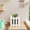 Image de Jardinière Avec Design De Clôture Blanc 40x40x40 Cm Pin Massif Vidaxl