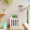 Image de Jardinière Avec Design De Clôture Blanc 50x50x50 Cm Pin Massif Vidaxl