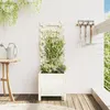Image de Jardinière Avec Support Blanc 39x39,5x114 Cm Bois De Pin Massif Vidaxl