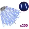 Image de Guirlande Lumineuse À Glaçons Noël 200 Led Bleu Acrylique Pvc Vidaxl