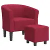 Image de Vidaxl chaise cabriolet avec repose-pied rouge bordeaux velours