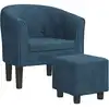 Image de Fauteuil Avec Repose-pied Bleu Foncé Velours Vidaxl