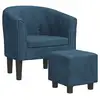 Image de Vidaxl fauteuil avec repose-pied bleu foncé velours
