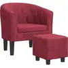 Image de Fauteuil Avec Repose-pied Rouge Bordeaux Velours Vidaxl