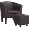 Image de Fauteuil Avec Repose-pied Marron Similicuir Vidaxl