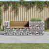 Image de Banc De Jardin Avec Panier En Gabion Bois De Pin Imprégné Vidaxl