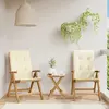 Image de Fauteuils Pliants Inclinables Avec Coussins, 2 Pièces, En Bois Massif De Teck Vidaxl