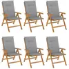 Image de Chaises De Jardin Inclinables Et Coussins Lot De 6 Bois Teck Vidaxl