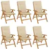 Image de Chaises De Jardin Inclinables Et Coussins Lot De 6 Bois Teck Vidaxl