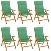 Image de Chaises De Jardin Inclinables Et Coussins Lot De 6 Bois Teck Vidaxl