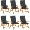 Image de Chaises De Jardin Inclinables Et Coussins Lot De 6 Bois Teck Vidaxl