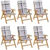 Image de Chaises De Jardin Inclinables Et Coussins Lot De 6 Bois Teck Vidaxl