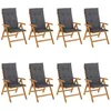Image de Chaises De Jardin Inclinables Et Coussins Lot De 8 Teck Solide Vidaxl