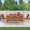 Image de Fauteuils Pliants Inclinables Avec Coussins 8 Pcs Teck Massif Vidaxl
