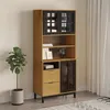 Image de Buffet Haut Et Portes En Verre Flam 80x40x180cm Bois Massif Pin Vidaxl